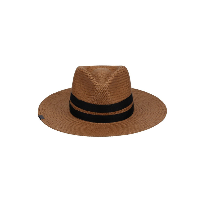Packable straw hat from KIN THE LABEL's Classic Collection, featuring a wide brim and stylish design.