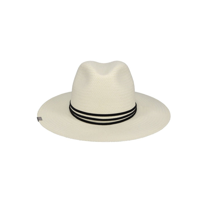 Packable straw hat from KIN THE LABEL's Elevated Collection, featuring a wide brim and stylish design for sun protection.
