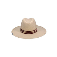 Packable straw hat from KIN THE LABEL's Elevated Collection, featuring a wide brim and stylish design for sun protection.