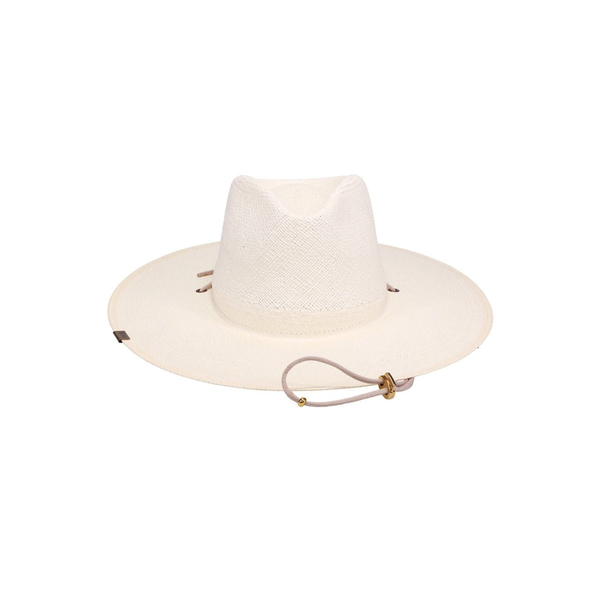 Ivory small sun hat from KIN THE LABEL Sun Hat Collection with wide brim and woven straw design.