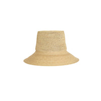 Straw bucket hat from KIN THE LABEL's Bucket Collection, featuring woven raffia material and a wide brim for sun protection.