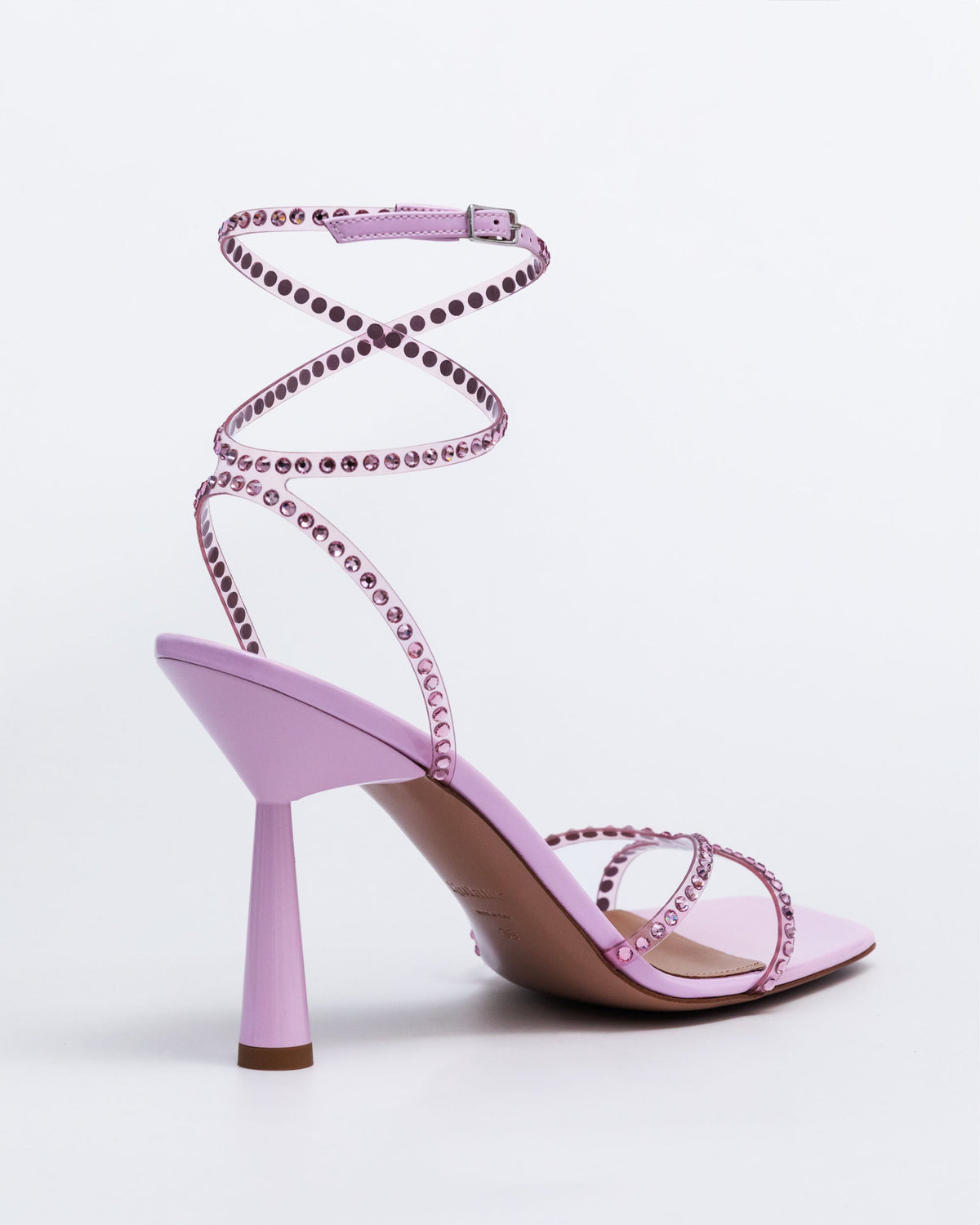Rose pink Kolane Kim sandal with crystal embellishments, open-toe design, and ankle strap for a stylish summer look.