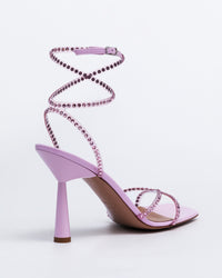 Rose pink Kolane Kim sandal with crystal embellishments, open-toe design, and ankle strap for a stylish summer look.