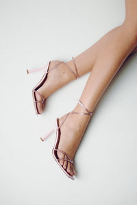 Rose pink Kolane Crystal Embellished Kim Sandal with 90 sparkling crystals and open toe design, elegant and stylish for summer wear.