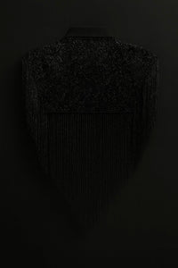 L'Jai Amor The Commander classic-fit shirt in dark fabric, featuring a collar and button-down front, on a hanger.