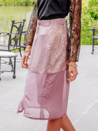 Purple La' Agra The Calia Skirt, a stylish bottom with a fitted design, shown on a white background.