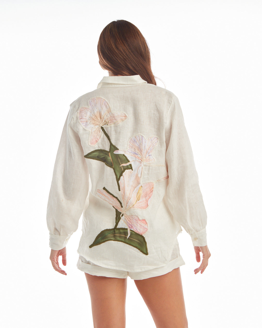 White floral blouse by LA'AVANA with a relaxed fit, featuring a soft fabric and delicate floral pattern.