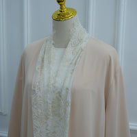 Lace-Panel Flared-Sleeve Open Abaya with Pockets(MOA332)