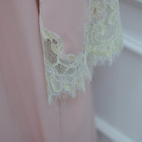 Lace-Panel Flared-Sleeve Open Abaya with Pockets(MOA332)