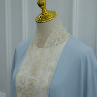 Lace-Panel Flared-Sleeve Open Abaya with Pockets(MOA332)