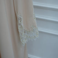 Lace-Panel Flared-Sleeve Open Abaya with Pockets(MOA332)