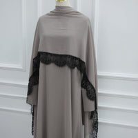 Lace Splice Nida Maxi Dress & Hijab Set(MA444)