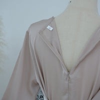 Lace Splice Satin Maxi Dress with Fixed Cape(MS438)