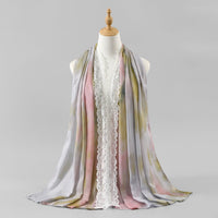 Lace Trim Print Hijab Shawl(MH231)