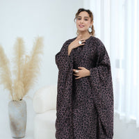 Leopard Print Batwing Maxi Dress(MA450)