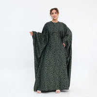 Leopard Print Batwing Maxi Dress(MA450)