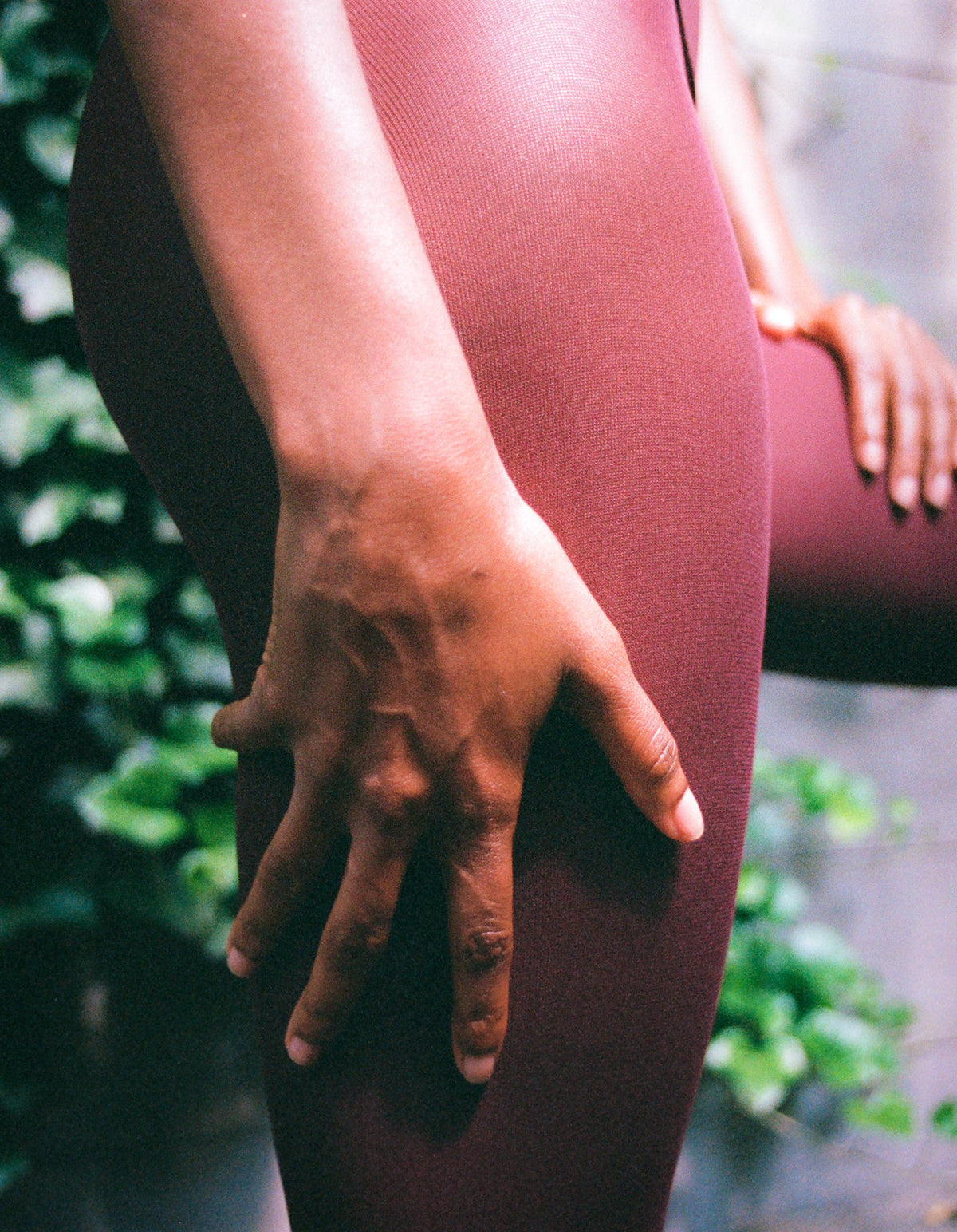 Semi-bordeaux hosiery by Les Belles Co featuring semi-sheer fabric and smooth finish.