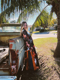 Rebel Yell horse and leopard print reversible duster jacket by Lil Bee's Bohemian, featuring bold animal print and stylish design.