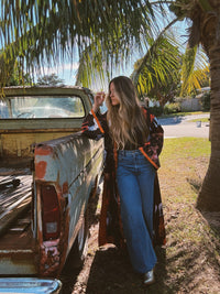 Rebel Yell reversible duster jacket by Lil Bee's Bohemian featuring horse and leopard print in a stylish, bohemian design.
