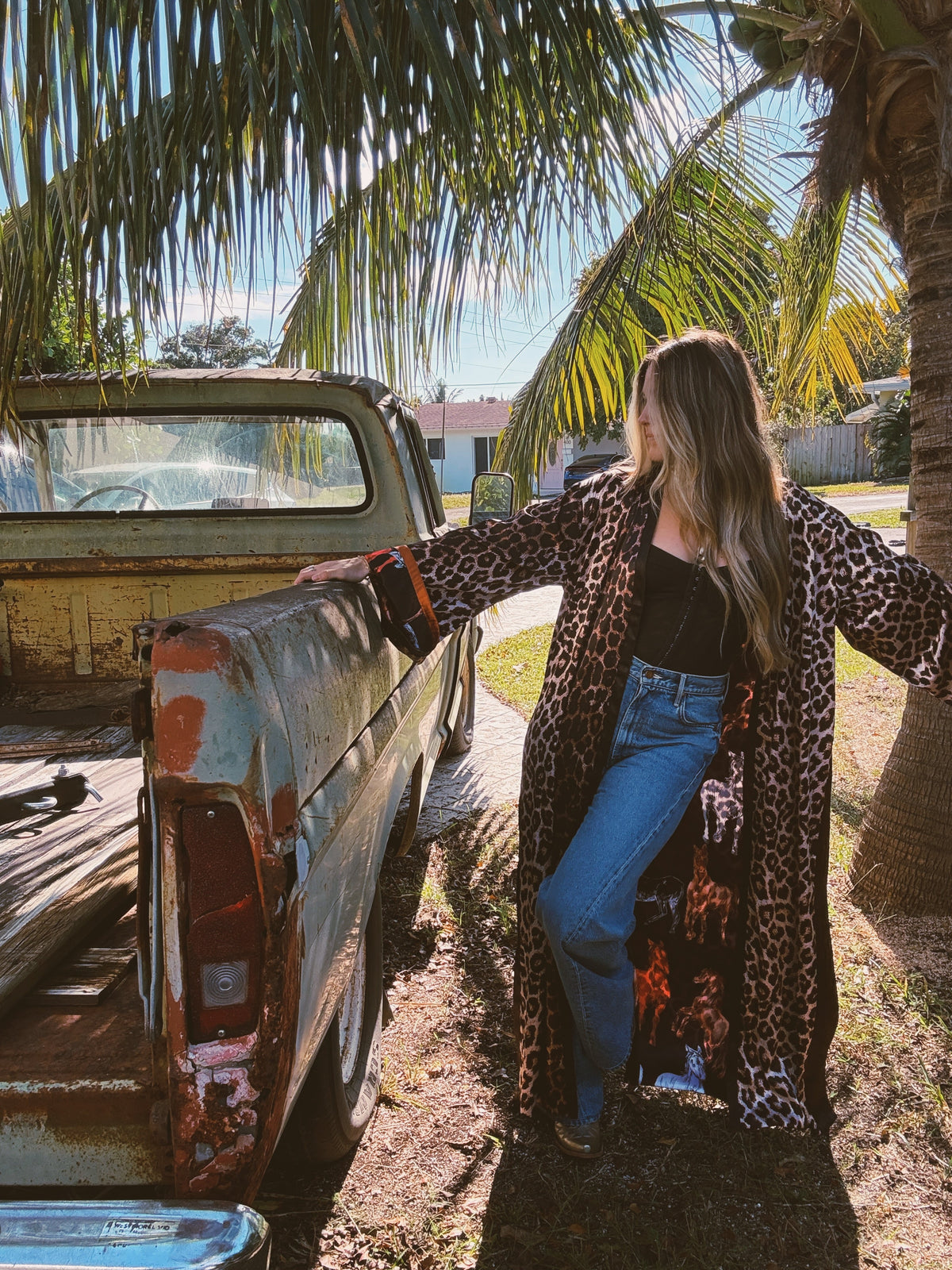 Rebel Yell reversible duster by Lil Bee's Bohemian featuring horse and leopard print, lightweight, stylish apparel and accessories.