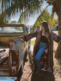 Rebel Yell reversible duster by Lil Bee's Bohemian featuring horse and leopard print, lightweight, stylish apparel and accessories.