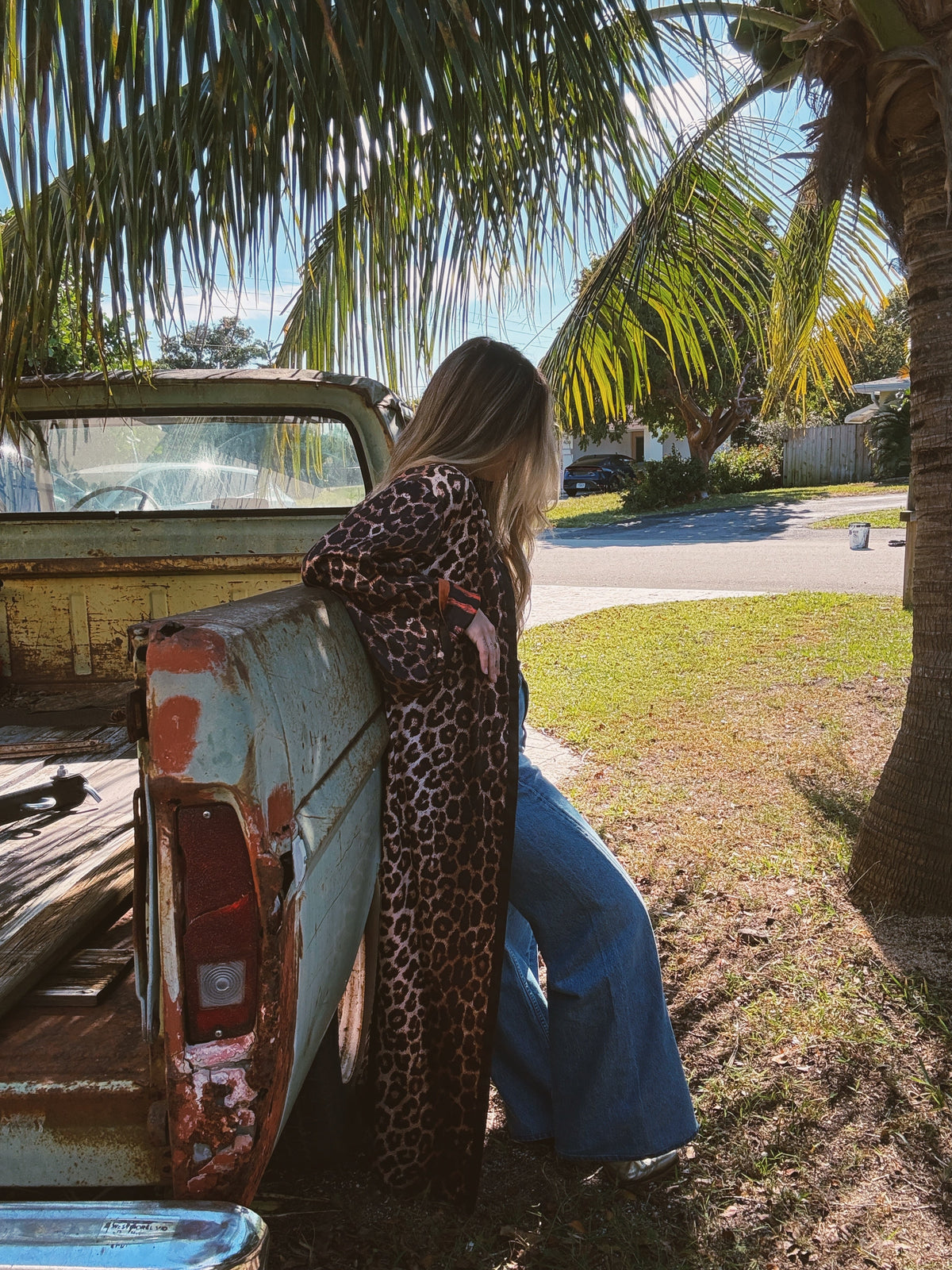 Rebel Yell horse and leopard print reversible duster by Lil Bee's Bohemian, showcasing bold animal print and lightweight design.