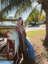 Rebel Yell reversible duster by Lil Bee's Bohemian featuring horse and leopard print, long lightweight outerwear for women.