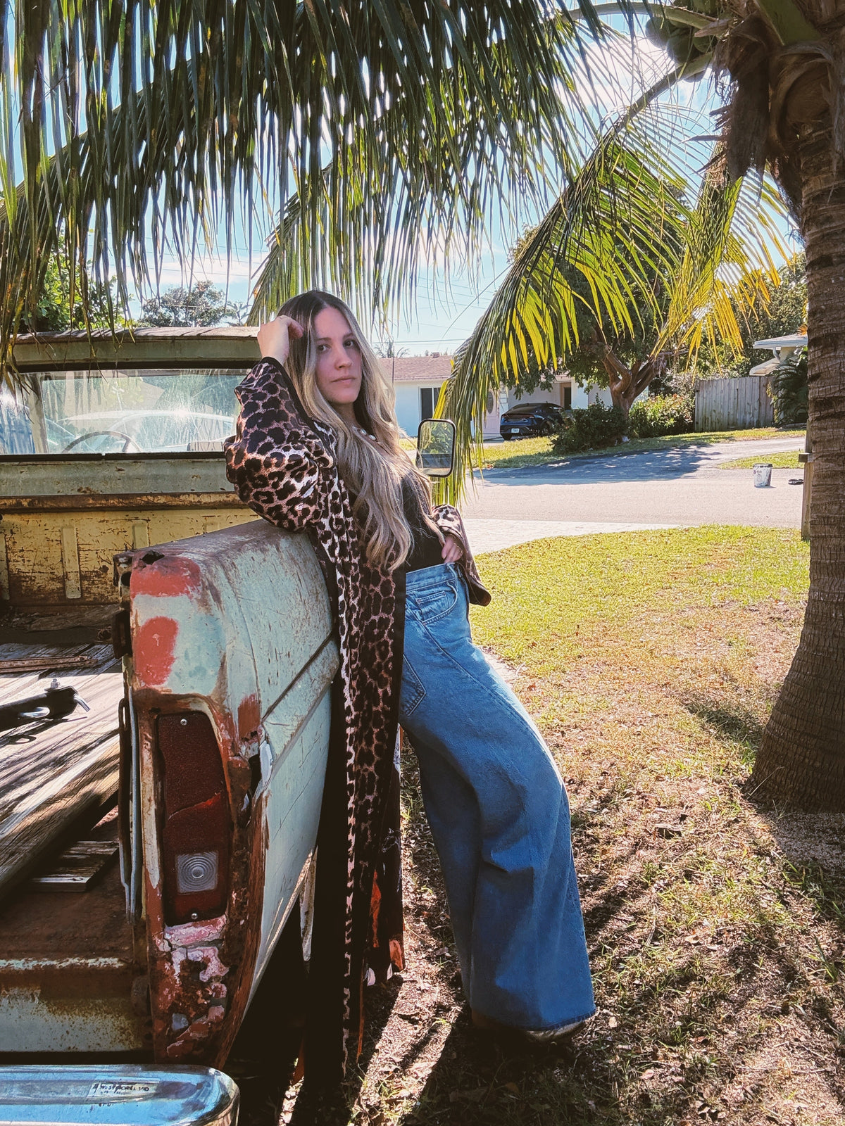 Rebel Yell horse and leopard print reversible duster jacket by Lil Bee's Bohemian, featuring bold animal print design.