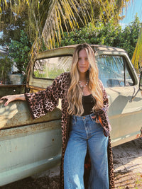 Rebel Yell reversible duster with horse and leopard print by Lil Bee's Bohemian, featuring a stylish, lightweight apparel design.