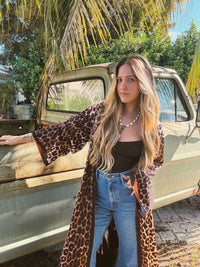 Rebel Yell reversible duster by Lil Bee's Bohemian featuring horse and leopard print in a stylish, lightweight apparel design.