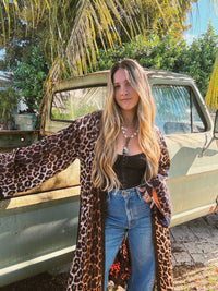 Rebel Yell reversible duster with horse and leopard print design by Lil Bee's Bohemian, lightweight and stylish apparel.