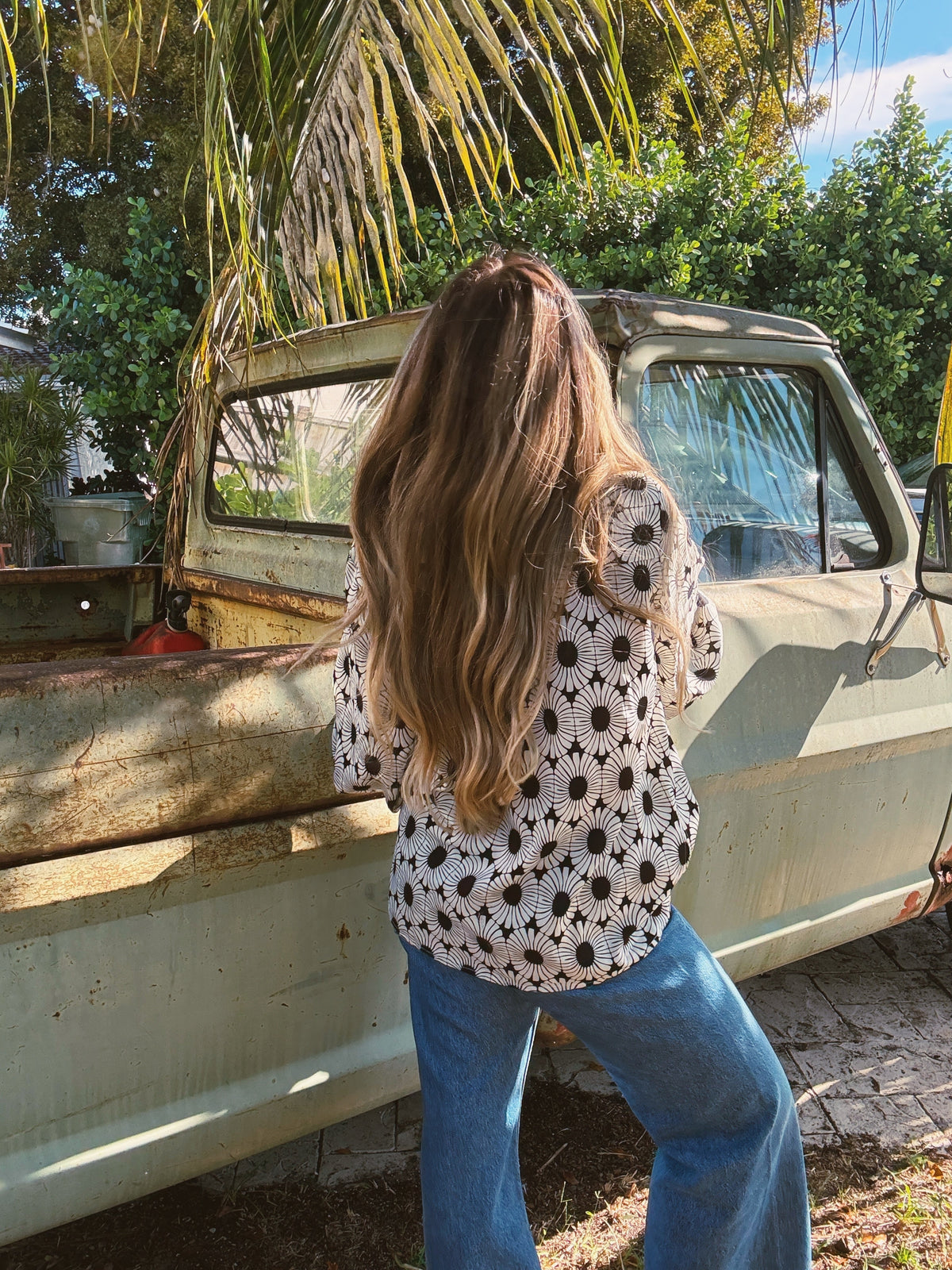 White wedding retro floral button-up blouse by Lil Bee's Bohemian, featuring vintage-inspired design and delicate floral pattern.