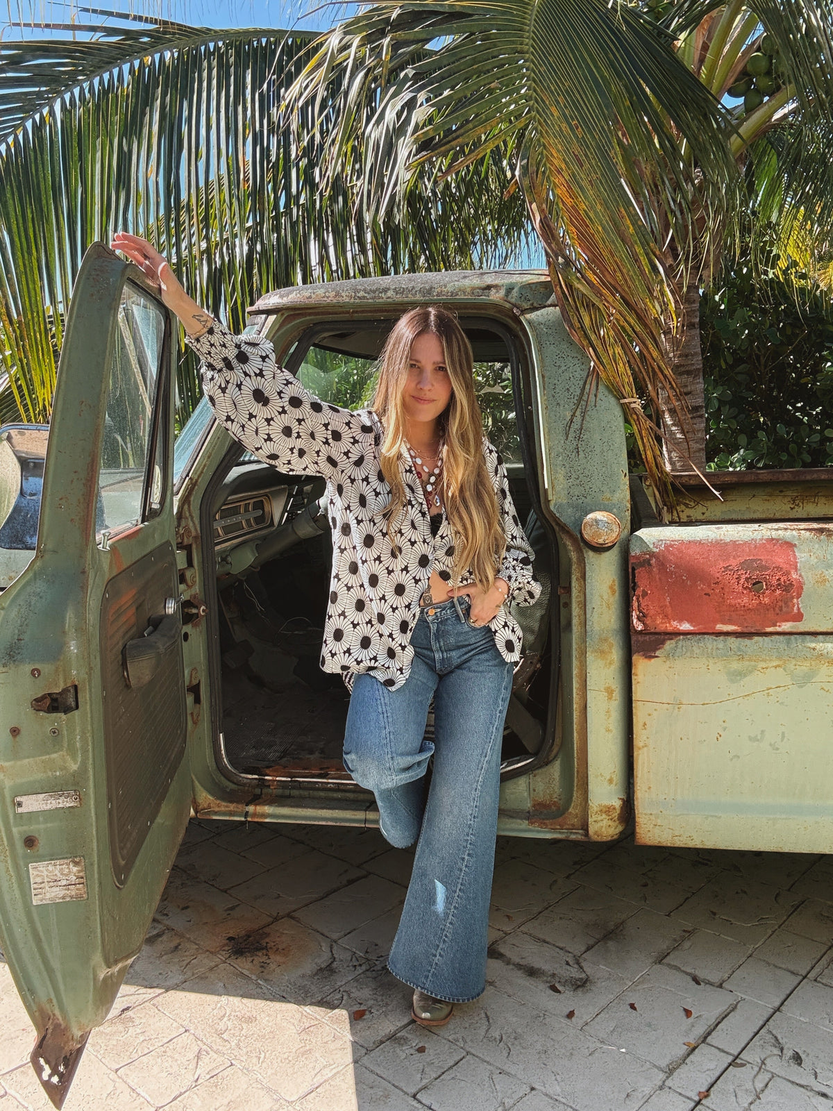White floral retro wedding blouse by Lil Bee's Bohemian with button-up front, perfect for bridal or special occasion wear.