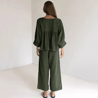 Loran women's 2-piece cotton pajama set with V-neck sleepwear, comfortable and stylish for relaxed nights.