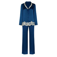 Loran women's 2-piece silk pajama set with soft mulberry silk fabric, featuring a relaxed top and matching pants for comfortable nightwear