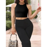 LORNEA plus size women's sleeveless casual vest in solid color with round neck, versatile short style, available in 1XL-5XL