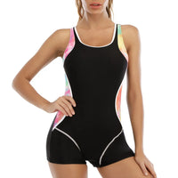 LORNEA women's one-piece swimsuit with boyleg design, tummy control, sporty style, ideal for swimming and beachwear.