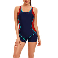 LORNEA women's one-piece boyleg swimsuit with tummy control, sporty design, and full coverage, ideal for swimming and beachwear.