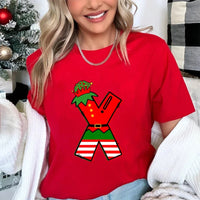 LORNEA women's printed Christmas T-shirt, casual short-sleeved shirt with festive design, loose and comfortable fit.