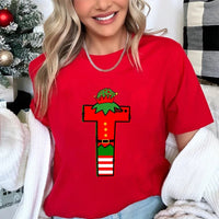 LORNEA women's printed Christmas T-shirt featuring a casual, loose fit with short sleeves and festive holiday design.