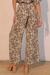 LORNEA Olive Vine Pocket Pants with side pockets and relaxed fit, made from lightweight fabric, stylish and comfortable for casual wear.