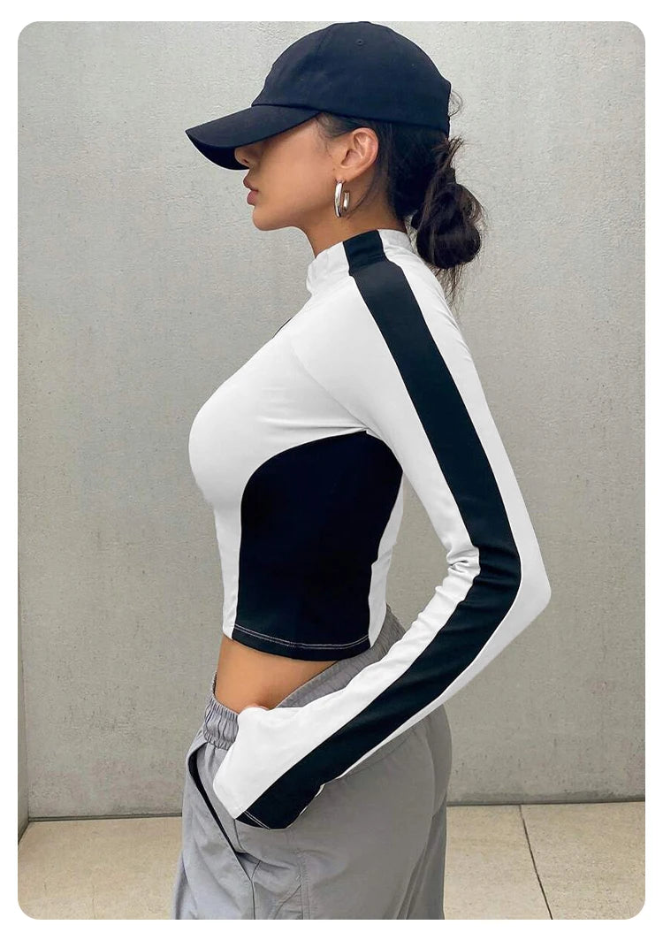 LORNEA women's yoga and running jacket with stand-up collar, long sleeves, zipper front, slim fit, quick-dry outdoor sports top