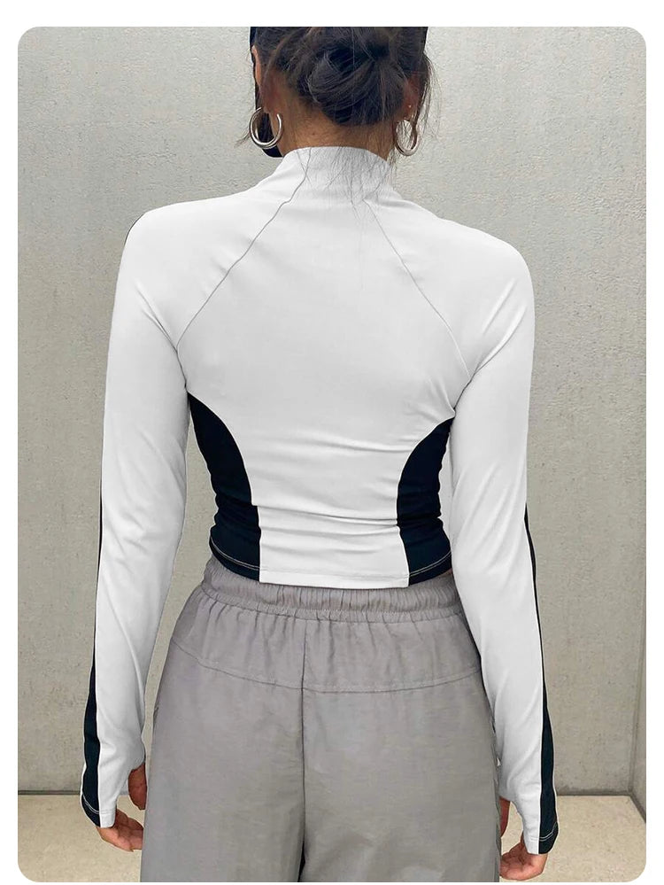 LORNEA women's slim fit yoga and running jacket with stand-up collar, long sleeves, zipper, quick-dry fabric, outdoor sports top