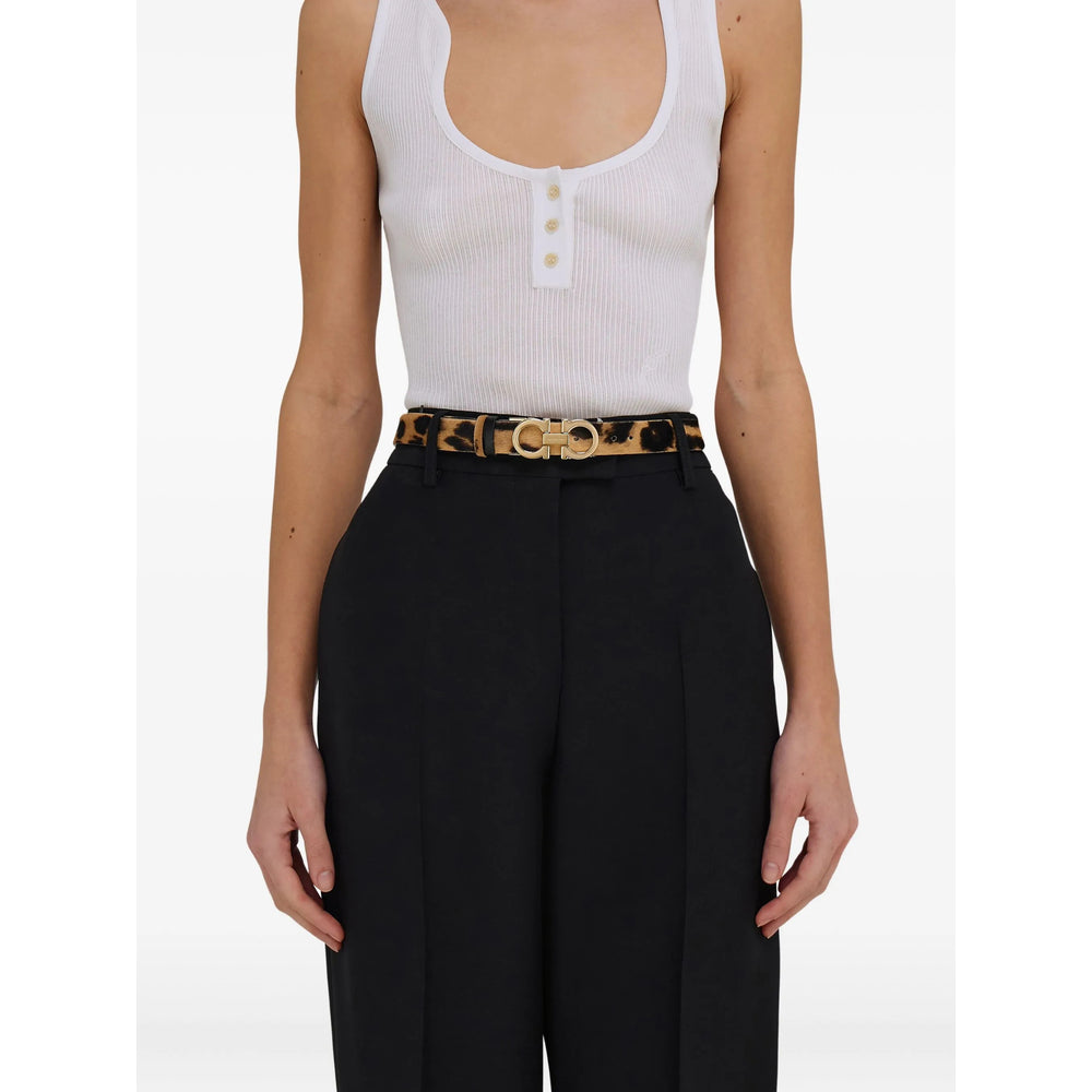 Luosophy women's Ferragamo neutrals belt in cream, 90 cm, stylish accessory with elegant design and versatile neutral tone.