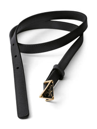Luosophy black Prada women’s leather belt, 75 cm, with a sleek buckle, stylish accessory for casual or formal wear