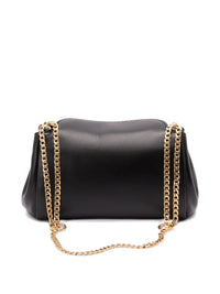 Black Prada Tumulte small leather shoulder bag with chain strap, featuring a compact design and elegant craftsmanship.