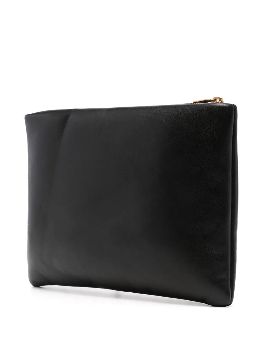 Black Saint Laurent Calypso small pouch in soft lambskin, compact designer wallet with sleek finish.