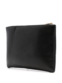 Black Saint Laurent Calypso small pouch in soft lambskin, compact designer wallet with sleek finish.