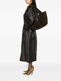 Green Saint Laurent Le 5 À 7 Bea suede bag for women by Luosophy, featuring a sleek, elegant design and one-size fit.