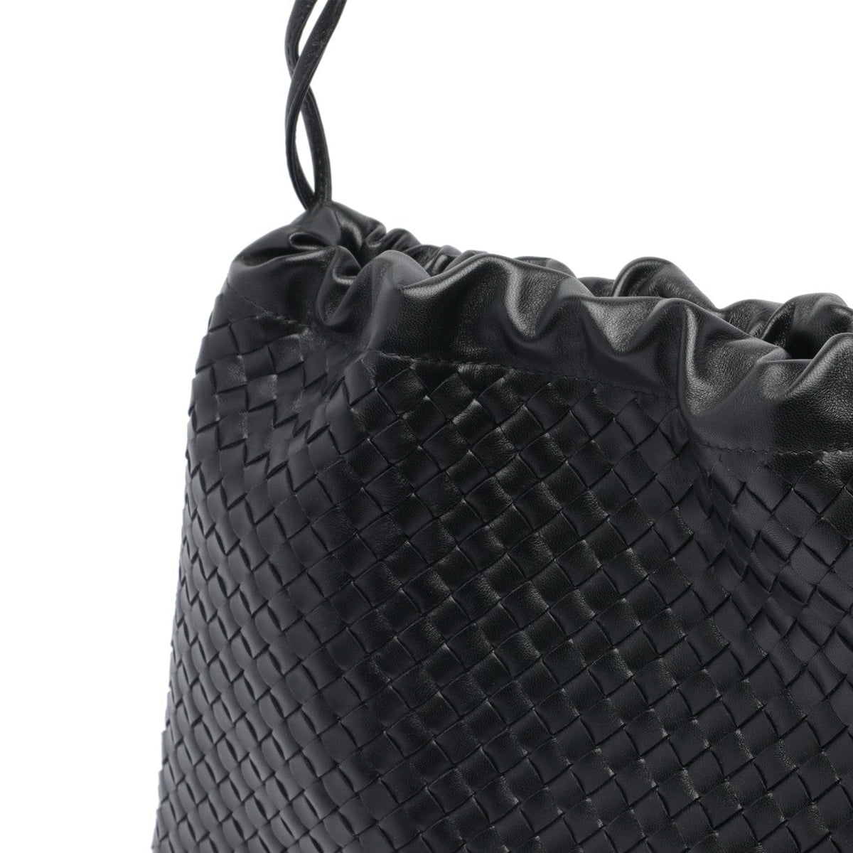 Black Bottega Veneta women’s dustbag handle for handbags and clutches, featuring Luosophy branding and a sleek, protective design.